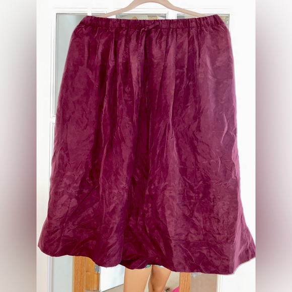 Size M 100% silk burgundy Madewell midi skirt, adjustable waist - Picture 1 of 5